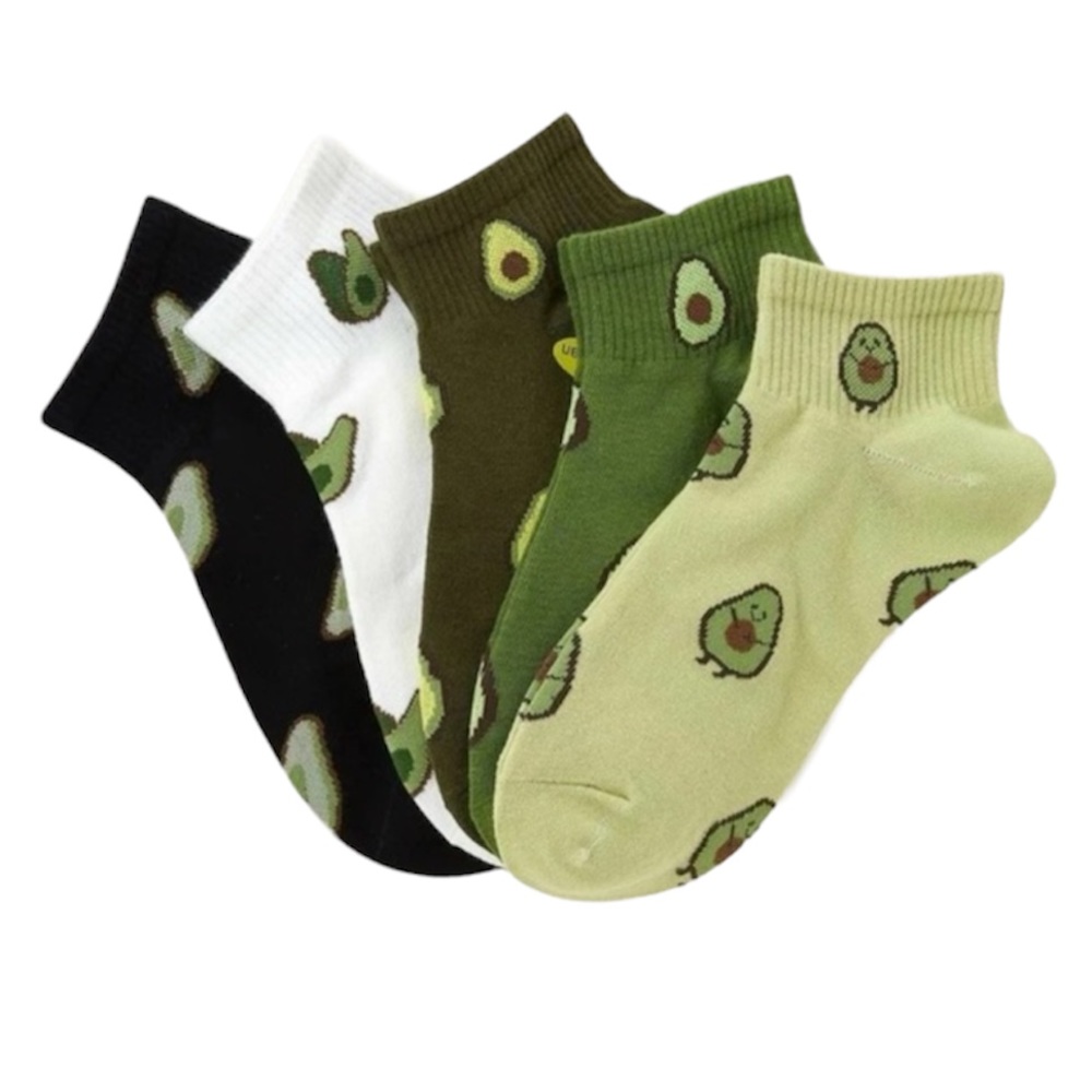Happy Avocado Multi Colored Graphic Print Ankle Crew Socks 5Pk.